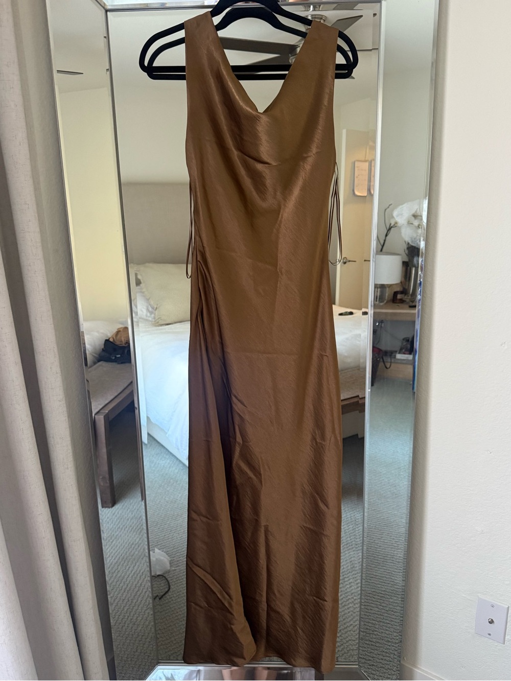 Satin Slip Maxi Dress in Bronze - Picture 2 of 9